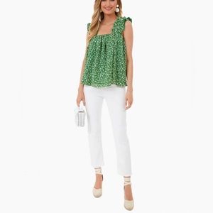 Tuckernuck Hyacinth House Green Ditsy Floral Taylor Blouse Womens Size M